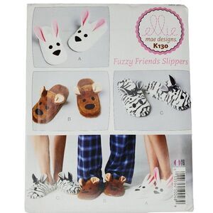 Ellie Mae Designs Kwik Sew Fuzzy Friends Slippers Animals Bear Bunny Uncut